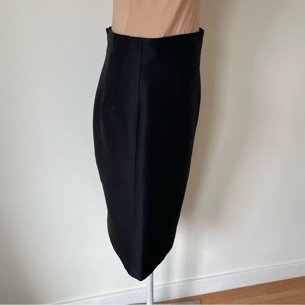 Giambattista Valli Vintage Silk Wool Black Structured Pencil Skirt EUC IT44 US8